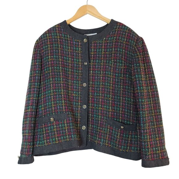 John Meyer of Norwich Jackets & Blazers - John Meyer of Norwich Multi Color Wool Blend Blazer Gray Size 22